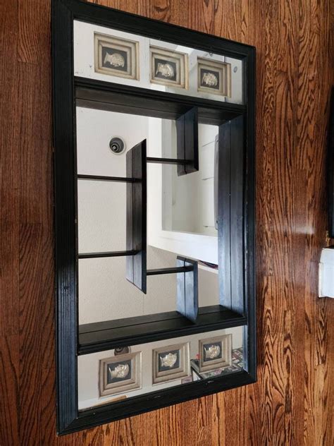 metal shadow box mirror with shelf|vintage mirror shadow box.